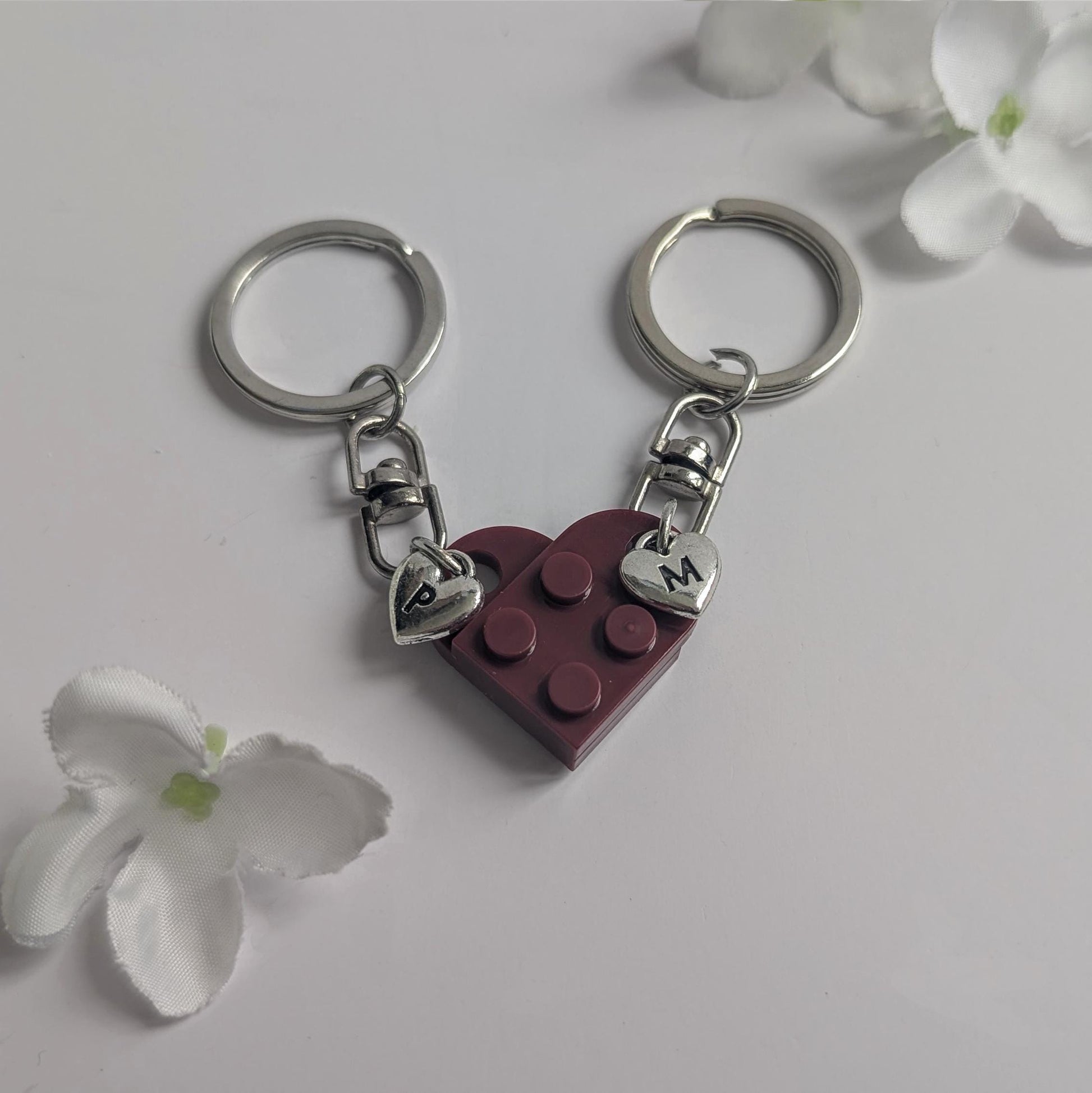 Personalised Brick Heart Keychain | Custom Initial Keyring | Couple Gift | Valentines Gift | Boyfriend, Girlfriend, Husband, Wife Gift