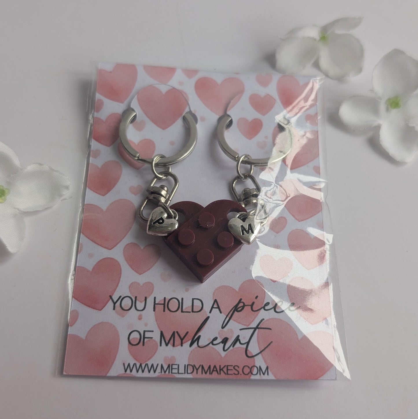 Personalised Brick Heart Keychain | Custom Initial Keyring | Couple Gift | Valentines Gift | Boyfriend, Girlfriend, Husband, Wife Gift