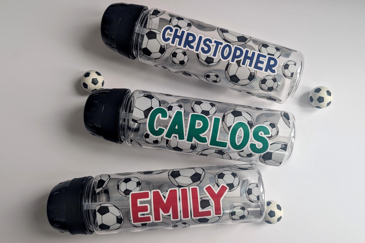 Personalised Football Water Bottle | World Cup Custom Drinks Bottle | Back to School Childrens Bottle | Any Name Bottle
