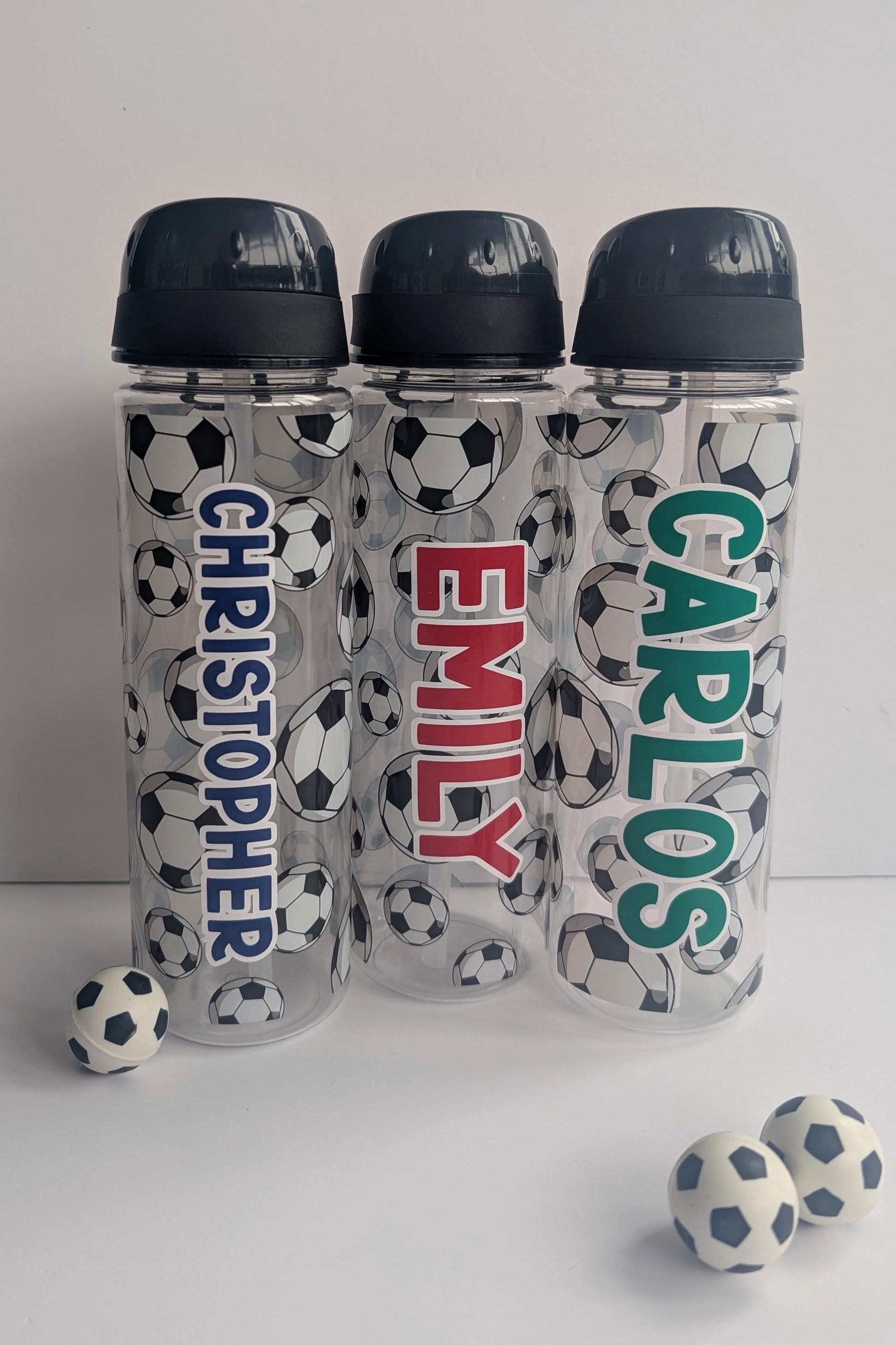 Personalised Football Water Bottle | World Cup Custom Drinks Bottle | Back to School Childrens Bottle | Any Name Bottle