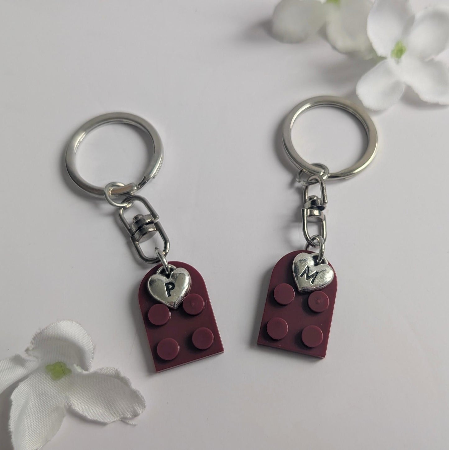 Personalised Brick Heart Keychain | Custom Initial Keyring | Couple Gift | Valentines Gift | Boyfriend, Girlfriend, Husband, Wife Gift