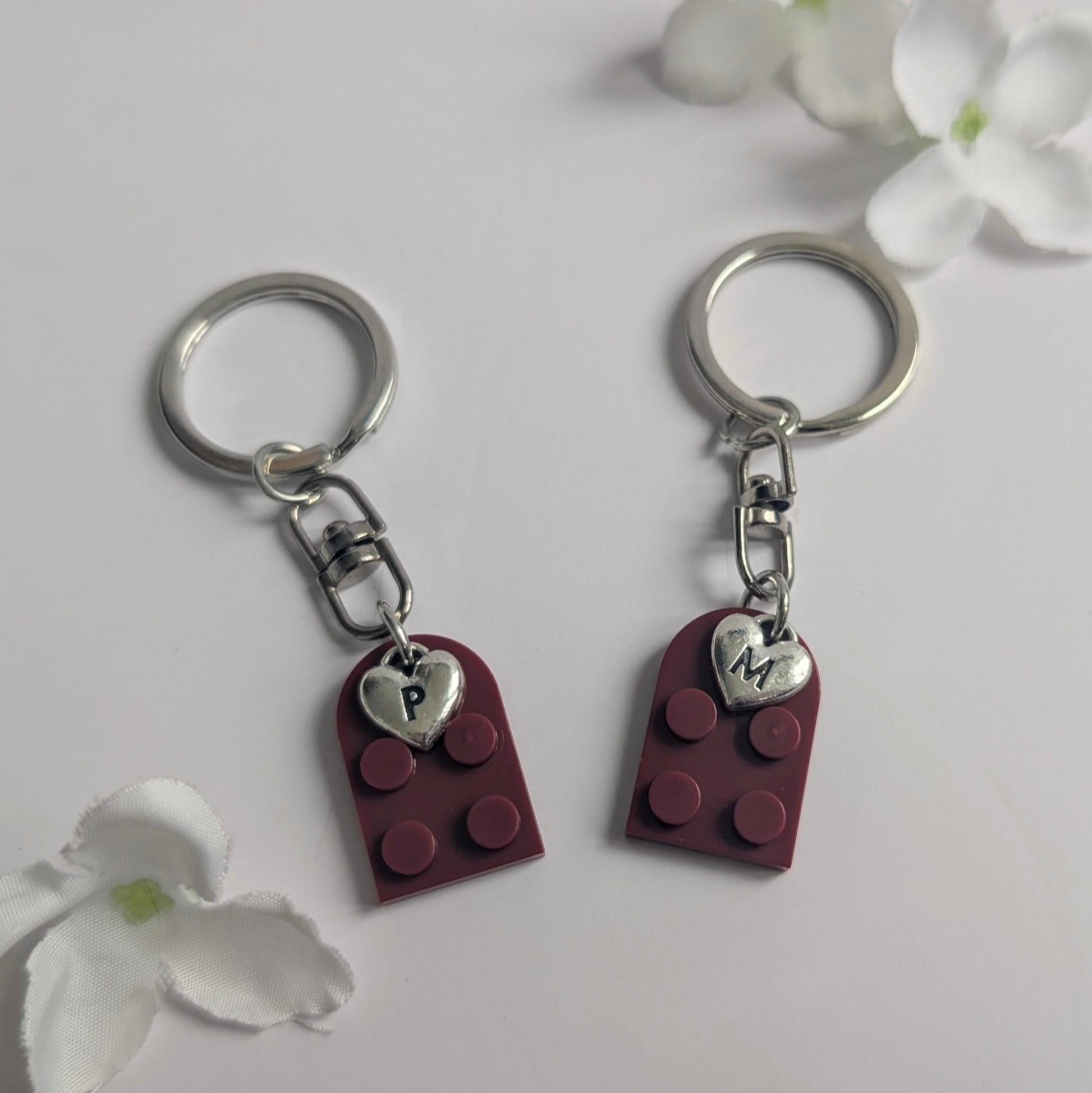 Personalised Brick Heart Keychain | Custom Initial Keyring | Couple Gift | Valentines Gift | Boyfriend, Girlfriend, Husband, Wife Gift