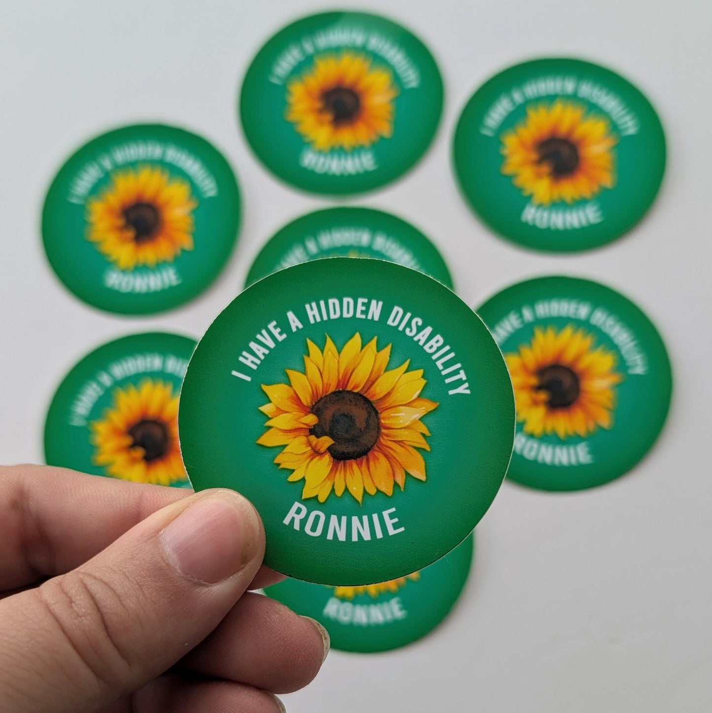 Personalised Hidden Disability Sunflower Badge | SEN Badge | Autism Button Badge | Deaf, hearing impaired, diabetic, disability badge