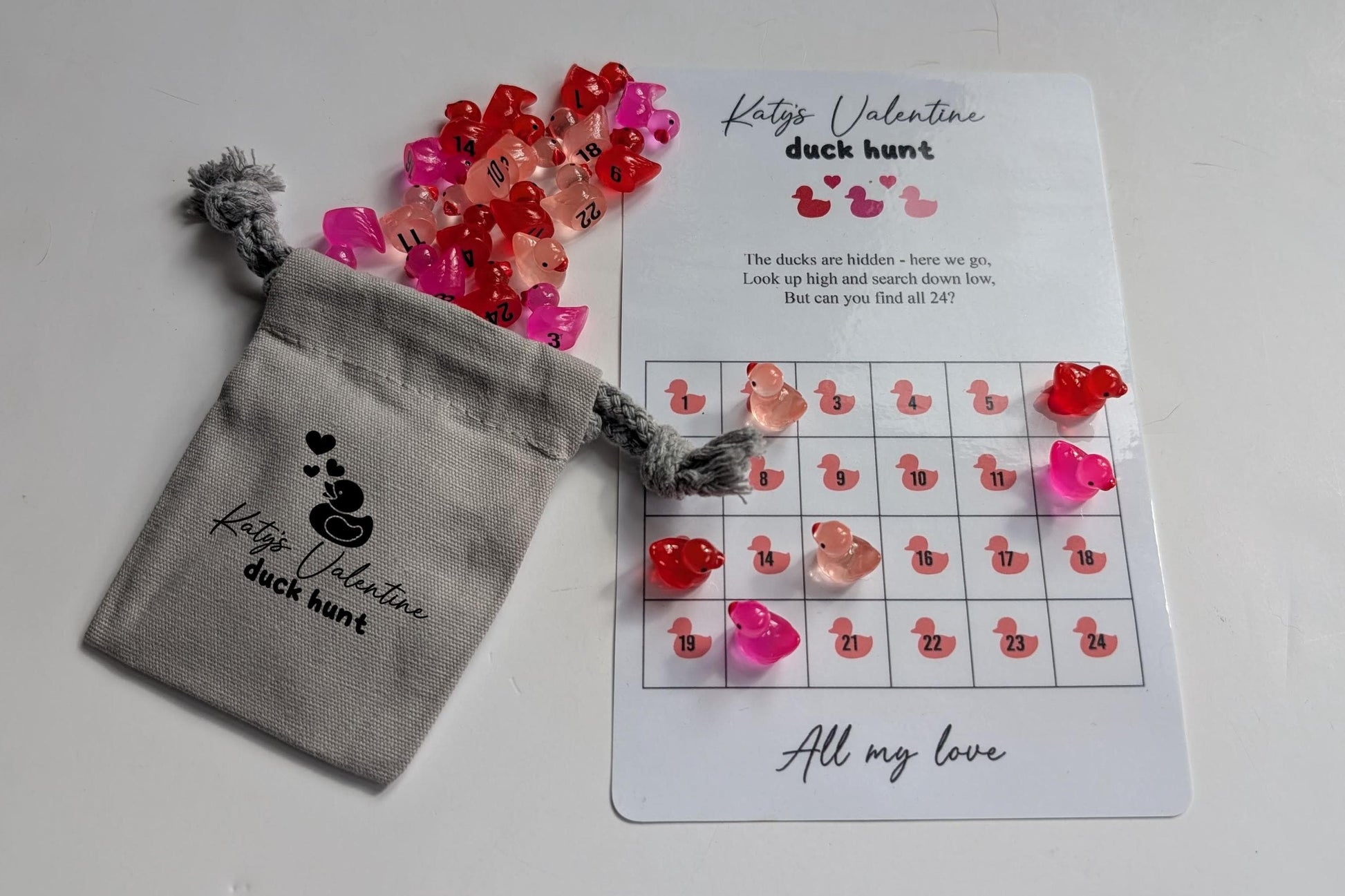 Personalised Valentine Duck Hunt Party Game | Family Game | Hide Ducks | 24 Duck Challenge | Valentines Day Duck Hunt Gift