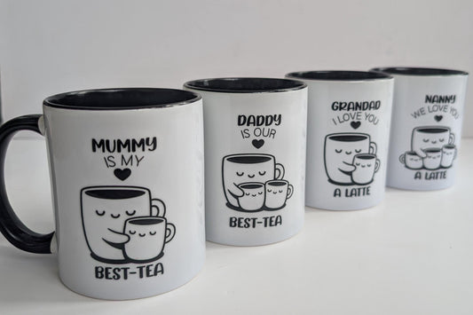 Personalised Mug | Mummy is My Bes-tea | Daddy I love you a latte | Mummy, Daddy, Grandad, Nana Gift | Coffee Mug | Tea Mug