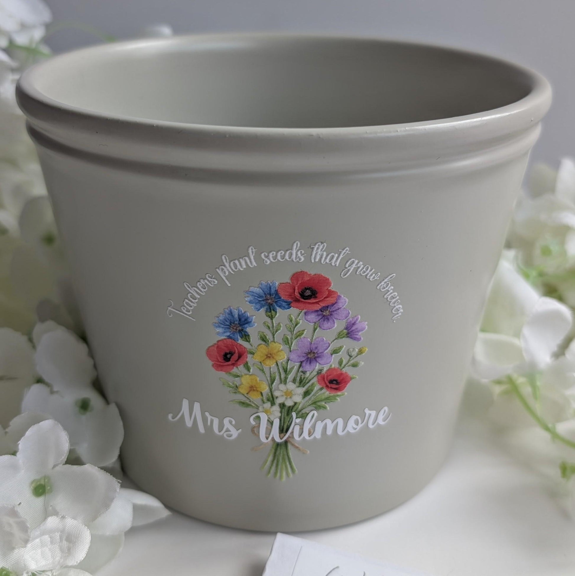 Personalised Teacher Plant Pot | Teachers Plant Seeds that Grow Forever | Wild Flowers - Bee friendly | End of Year Gift | Teacher Gift