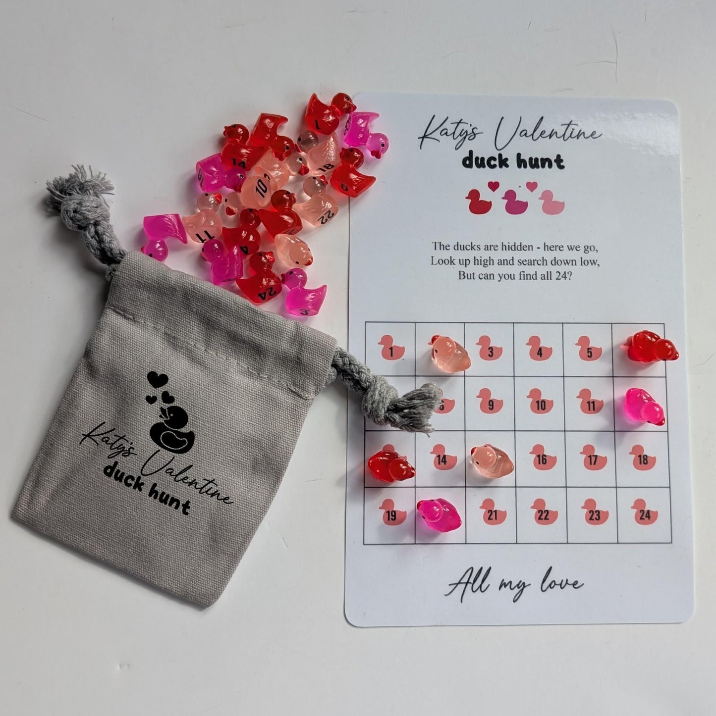 Personalised Valentine Duck Hunt Party Game | Family Game | Hide Ducks | 24 Duck Challenge | Valentines Day Duck Hunt Gift