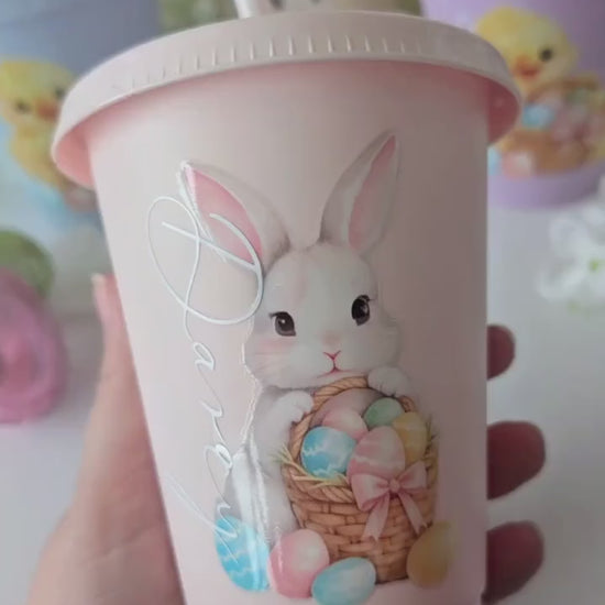 Personalised Easter Cup (16oz) | Bunny Cold Cup | Chick Cold Cup | Pastel 16oz Cold Cups | Easter Basket Stuffers | Kids Easter Gift