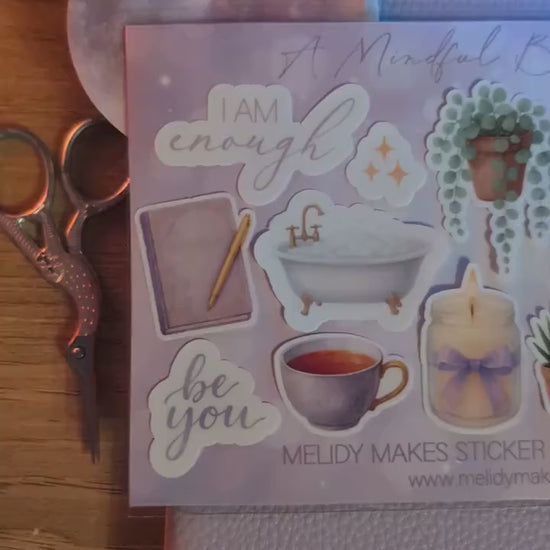 January Sticker Set - A Mindful Beginning | Lilac and Gold Watercolour Planner Stickers | Junk Journal / Journalling Stickers