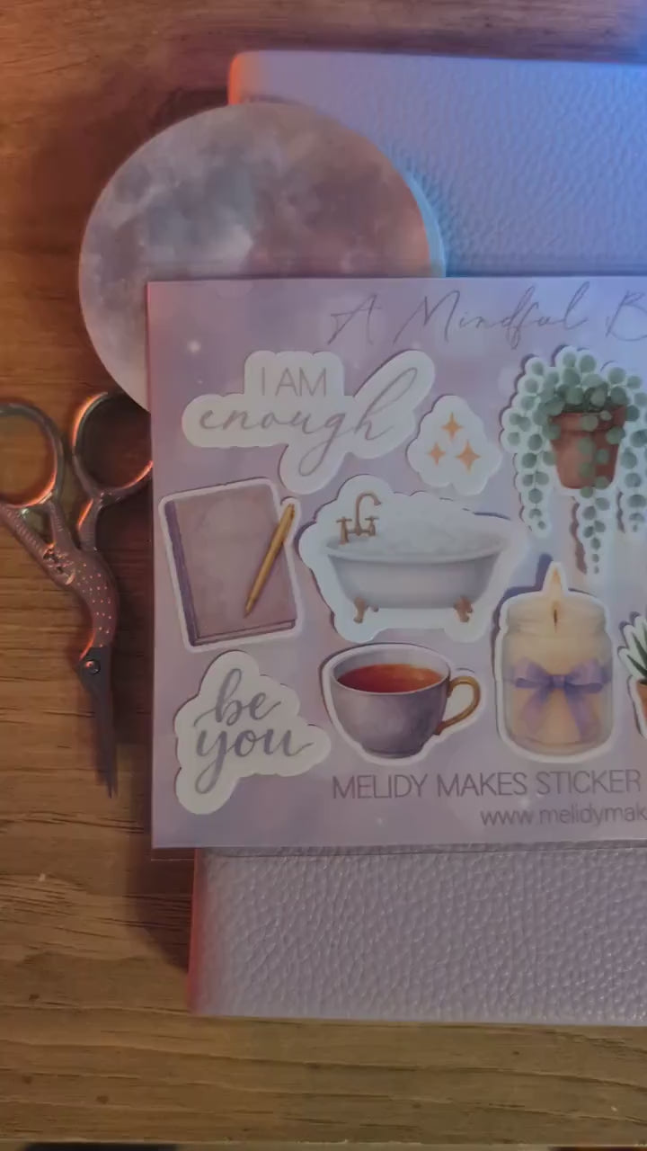 January Sticker Set - A Mindful Beginning | Lilac and Gold Watercolour Planner Stickers | Junk Journal / Journalling Stickers