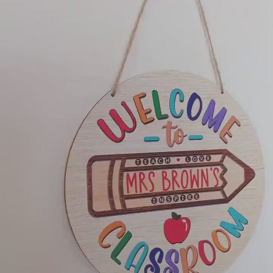 Personalised Teacher Gift - Classroom Sign | Teacher Sign | Wooden Class Sign | New Teacher | End of Year Gift | Leavers Gift