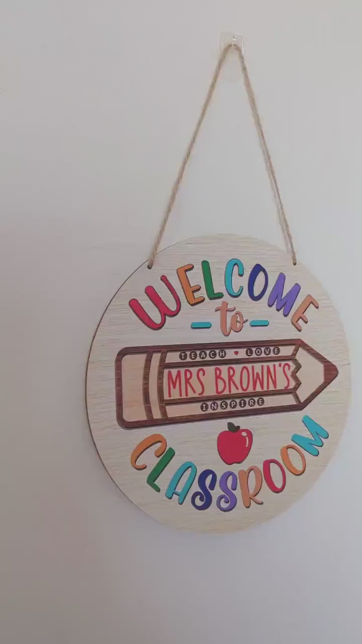 Personalised Teacher Gift - Classroom Sign | Teacher Sign | Wooden Class Sign | New Teacher | End of Year Gift | Leavers Gift