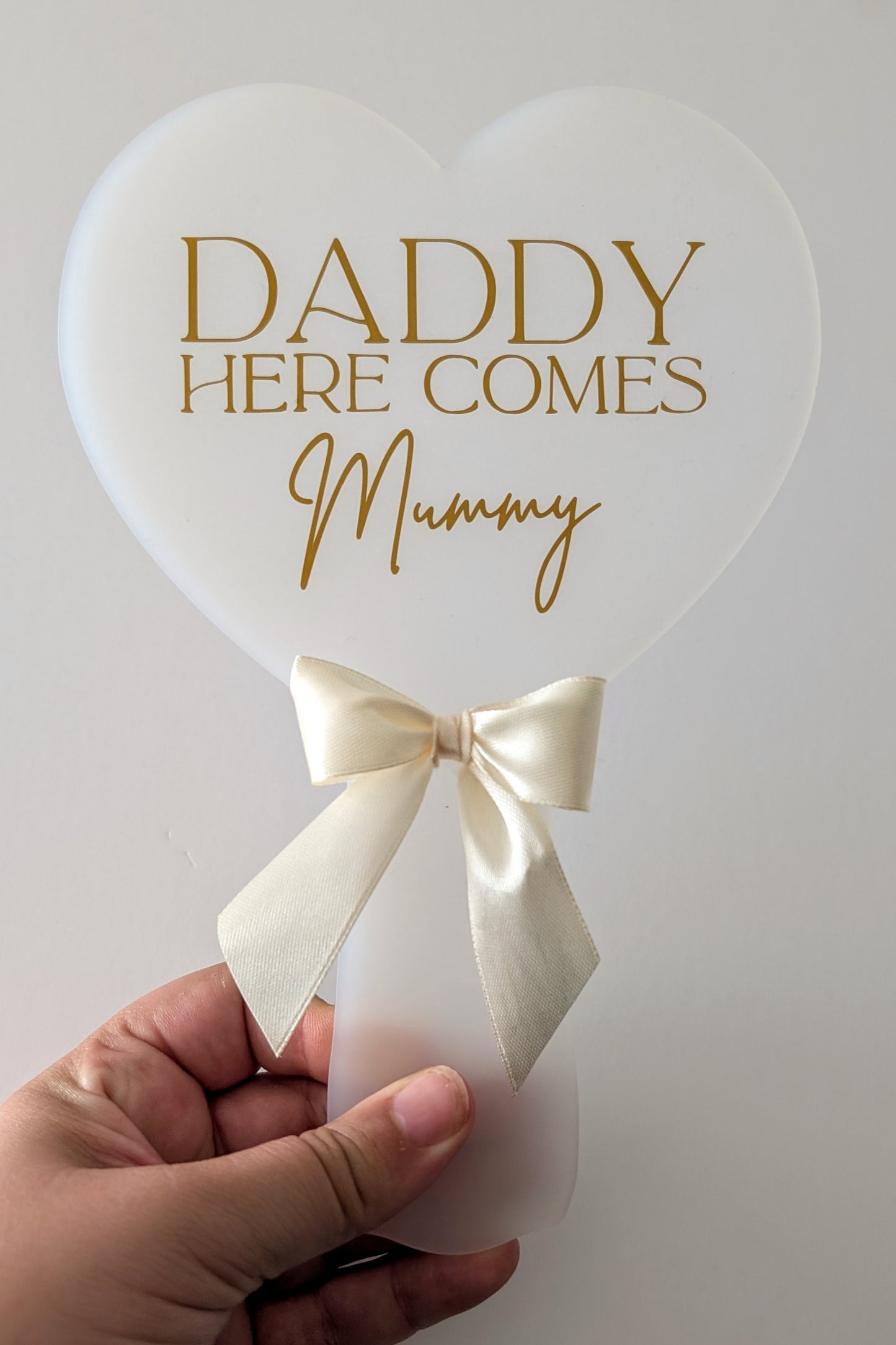 Kids Wedding Aisle Paddle Sign | Daddy Here Comes Mummy | Daddy Let's Give Mummy our last Name | Flower Girl Sign | Page Poy, Usher Sign