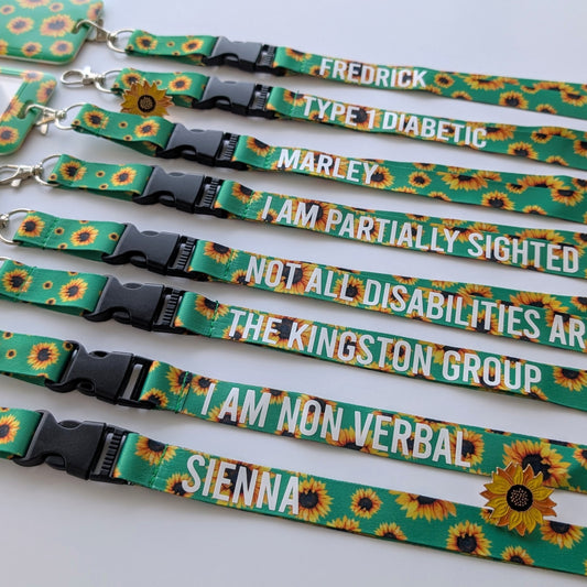 Personalised Sunflower Lanyard | Hidden Disability | Teacher / Work Lanyard | ID Badge Holder | Disability Awareness