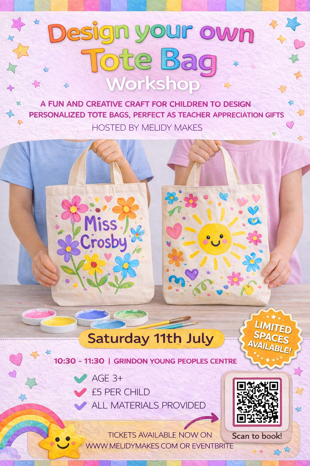 KIDS CRAFT WORKSHOP - TOTE BAGS - JULY 11TH
