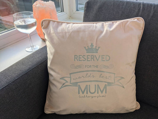 Personalised Cushion Cover | Velvet Cushion | Mum's Cushion| Gin Lover Gift | Pink Decor | Custom Decor | World Best Mum | Mum Gift |