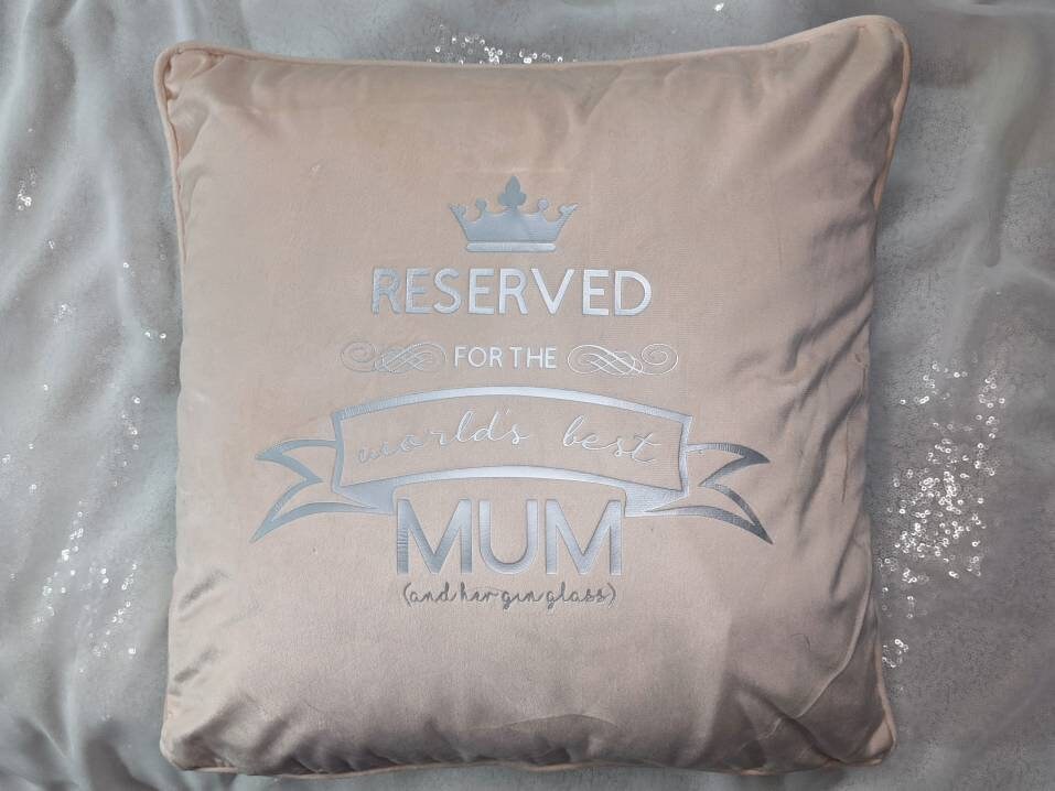 Personalised Cushion Cover | Velvet Cushion | Mum's Cushion| Gin Lover Gift | Pink Decor | Custom Decor | World Best Mum | Mum Gift |