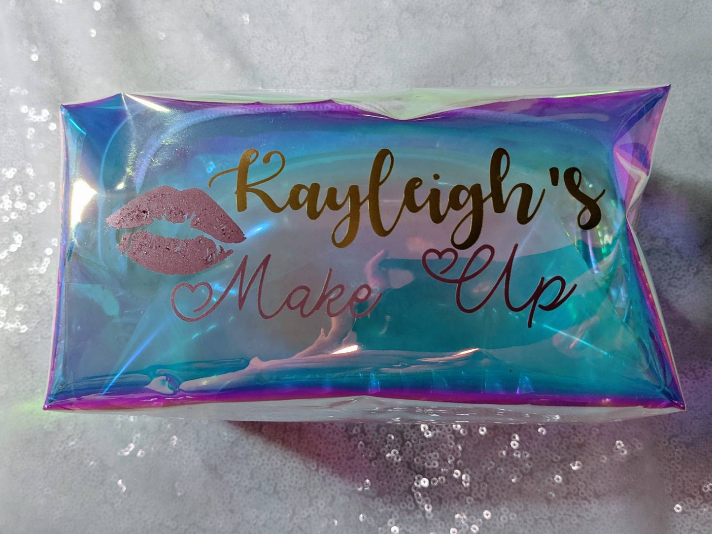 Personalised Holographic Make Up Bag | See Through Cosmetics Bag | Iridescent Toiletry Bag | Beauty Bag | Make up Pouch | Travel Make Up