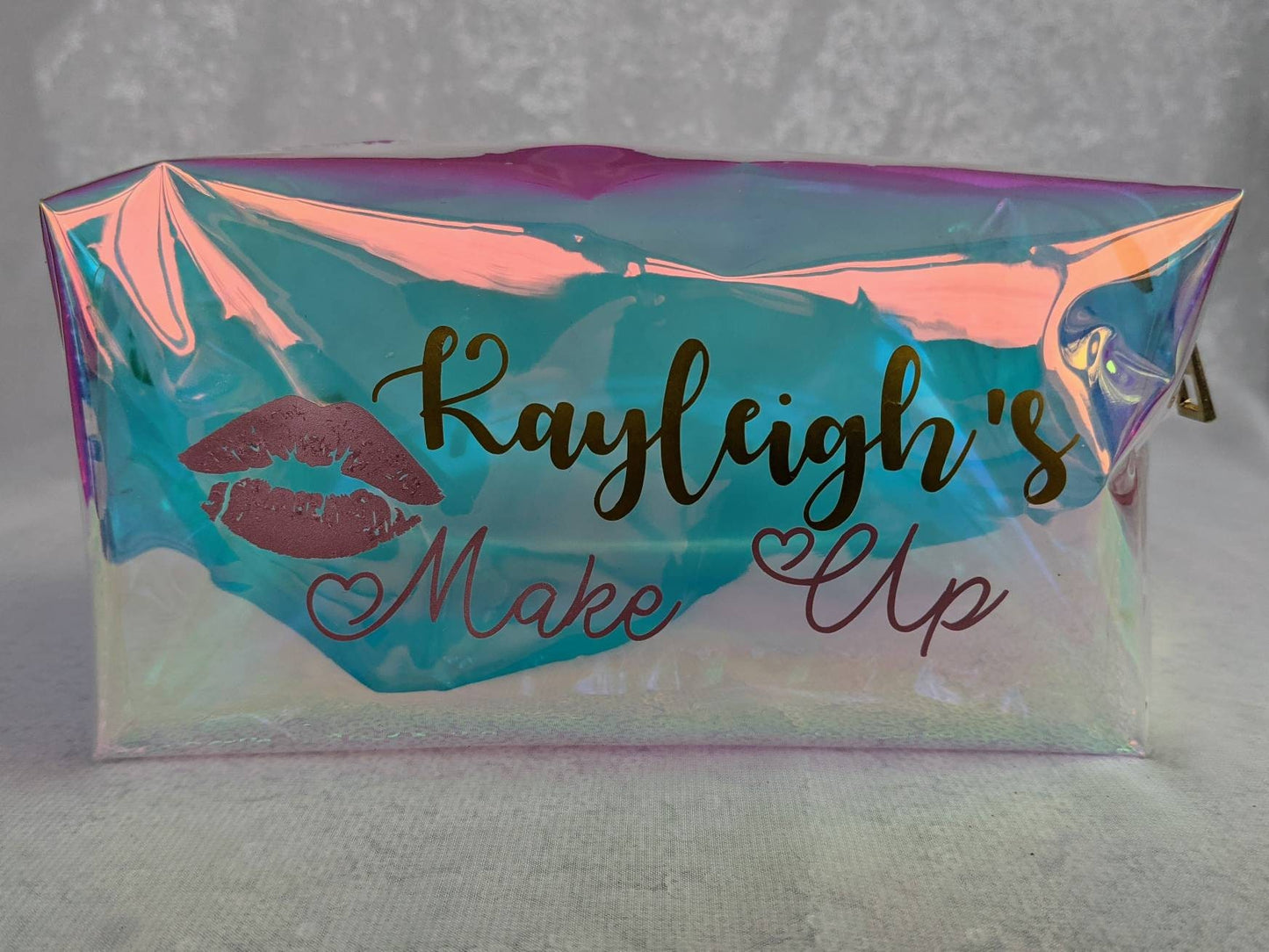 Personalised Holographic Make Up Bag | See Through Cosmetics Bag | Iridescent Toiletry Bag | Beauty Bag | Make up Pouch | Travel Make Up