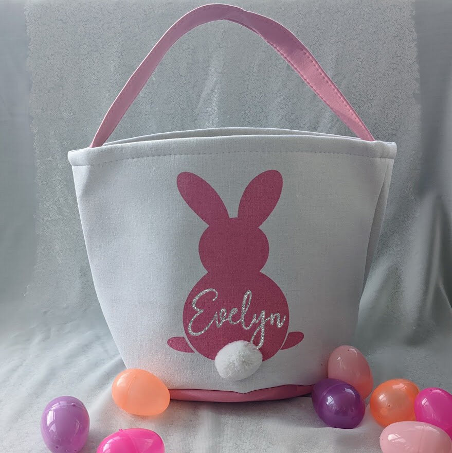 Personalised Easter Basket | Choose from Pink or Blue | Easter Egg Hunt Set | Easter Egg Hunt | Large Bunny Basket | Custom Bunny Basket