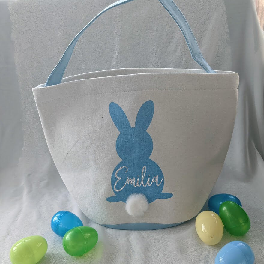 Personalised Easter Basket | Choose from Pink or Blue | Easter Egg Hunt Set | Easter Egg Hunt | Large Bunny Basket | Custom Bunny Basket