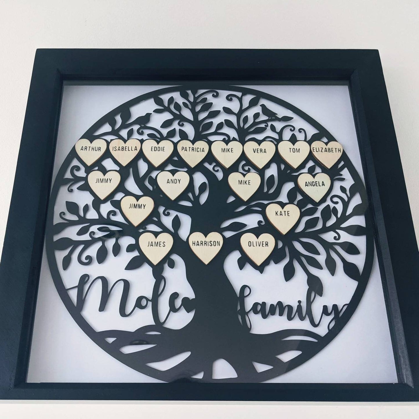 Family Tree Papercut | Framed Family Tree | Personalised Heart Family Tree | Genealogy Tree | Family Gift | Couples Gift | Anniversary Gift