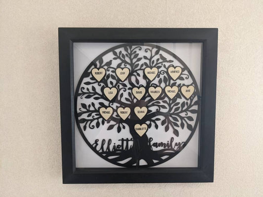 Family Tree Papercut | Framed Family Tree | Personalised Heart Family Tree | Genealogy Tree | Family Gift | Couples Gift | Anniversary Gift