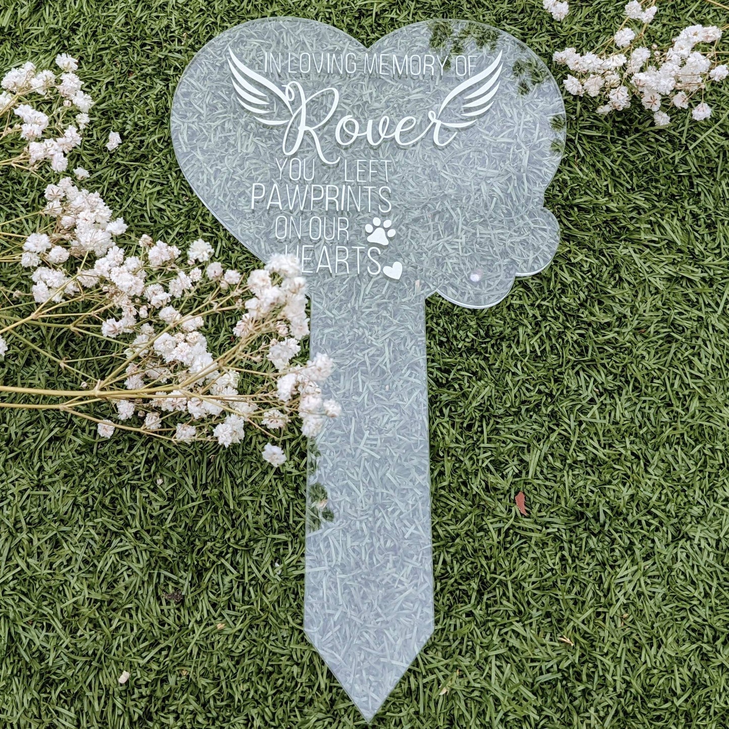 Personalised Pet Heart Grave Marker | Paw Print Memorial Rememberance Plaque | Memory Gift | RIP Dog Cat Animal | In Loving Memory