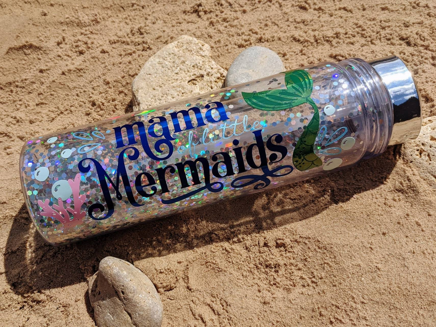 Mama of Little Mermaids Water Bottle | Mama of a Mermaid Water Bottle | Ariel Little Mermaid Inspired Water Bottle| Glitter Water Bottle