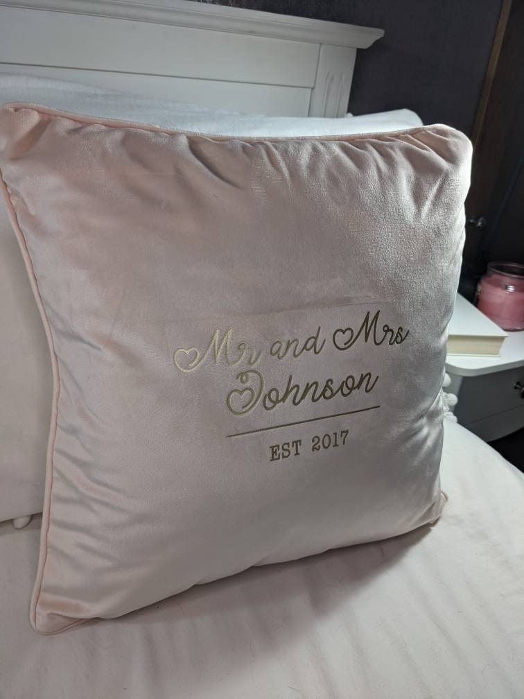 Personalised Cushion Cover | Velvet Cushion | Couples Cushion | Pink Decor | Custom Decor | Wedding Day Gift | Engagement Gift | Couple Gift