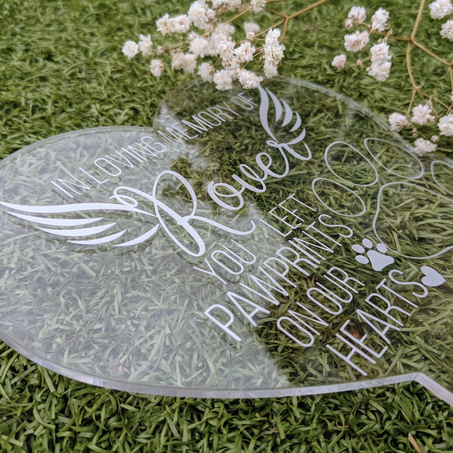 Personalised Pet Heart Grave Marker | Paw Print Memorial Rememberance Plaque | Memory Gift | RIP Dog Cat Animal | In Loving Memory