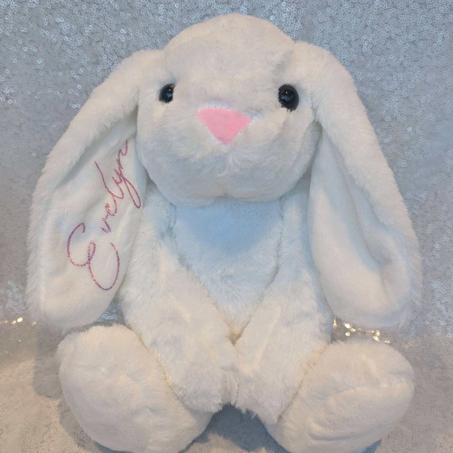 Personalised Bunny Plush | Rabbit Soft Toy | New Baby Gift |Personalised Rabbit Teddy | Personalised Toy Gift | Grey, White, Tan Bunny