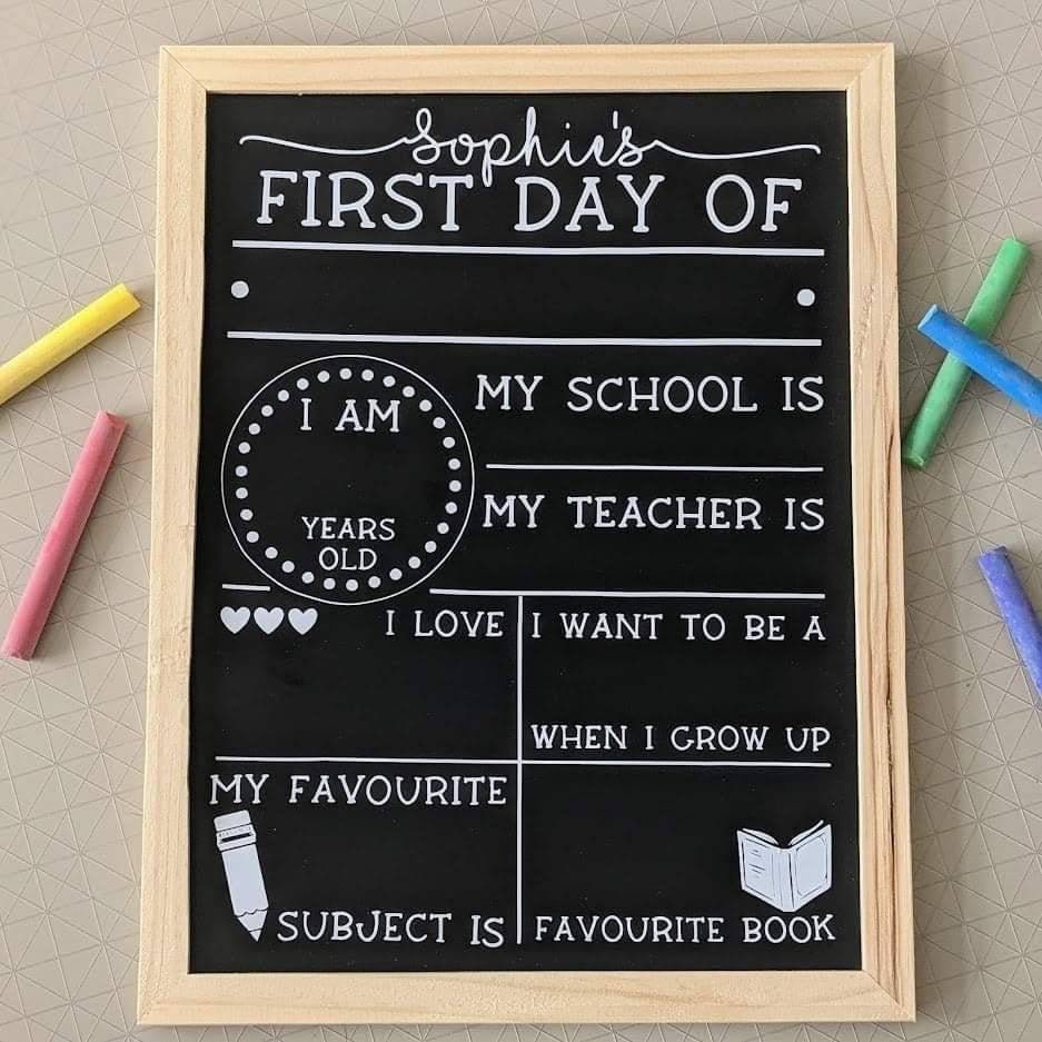 Personalised First Day of School Board | Back to School Chalkboard | First Day of Nursery | First Day Sign Board