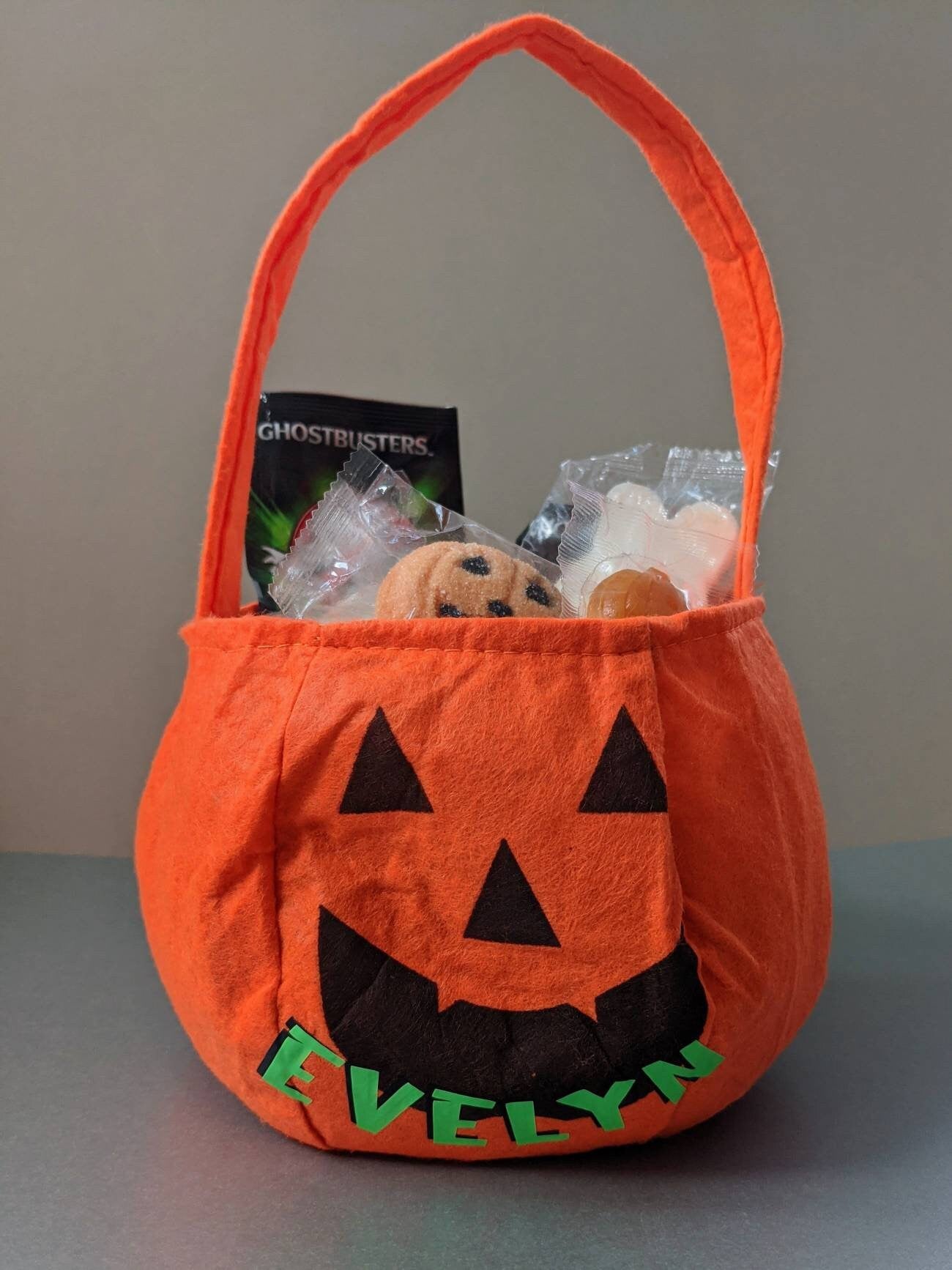 Personalised, Glow In the Dark, Pumpkin Trick or Treat Bag | Halloween Treat Basket | jack o'lantern treat bag | Halloween Party Sweet Bag