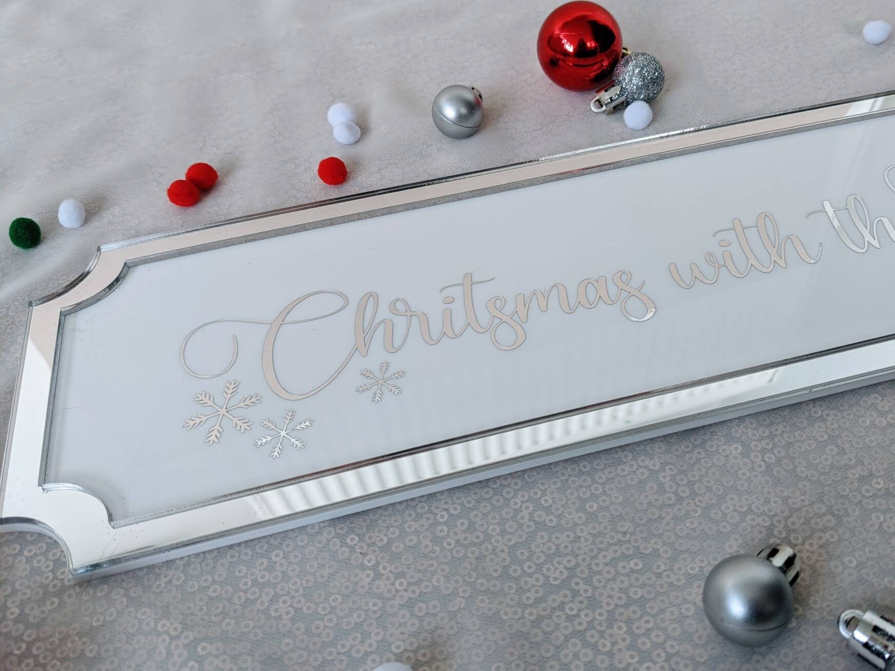 Personalised Christmas Railroad Sign | This House Believes | Christmas Wall Decoration | Custom Plaque | Chrome Decor | Xmas Decor | Gift