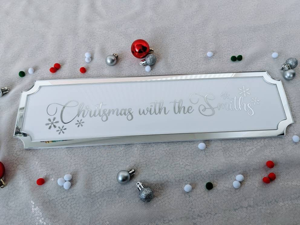 Personalised Christmas Railroad Sign | This House Believes | Christmas Wall Decoration | Custom Plaque | Chrome Decor | Xmas Decor | Gift