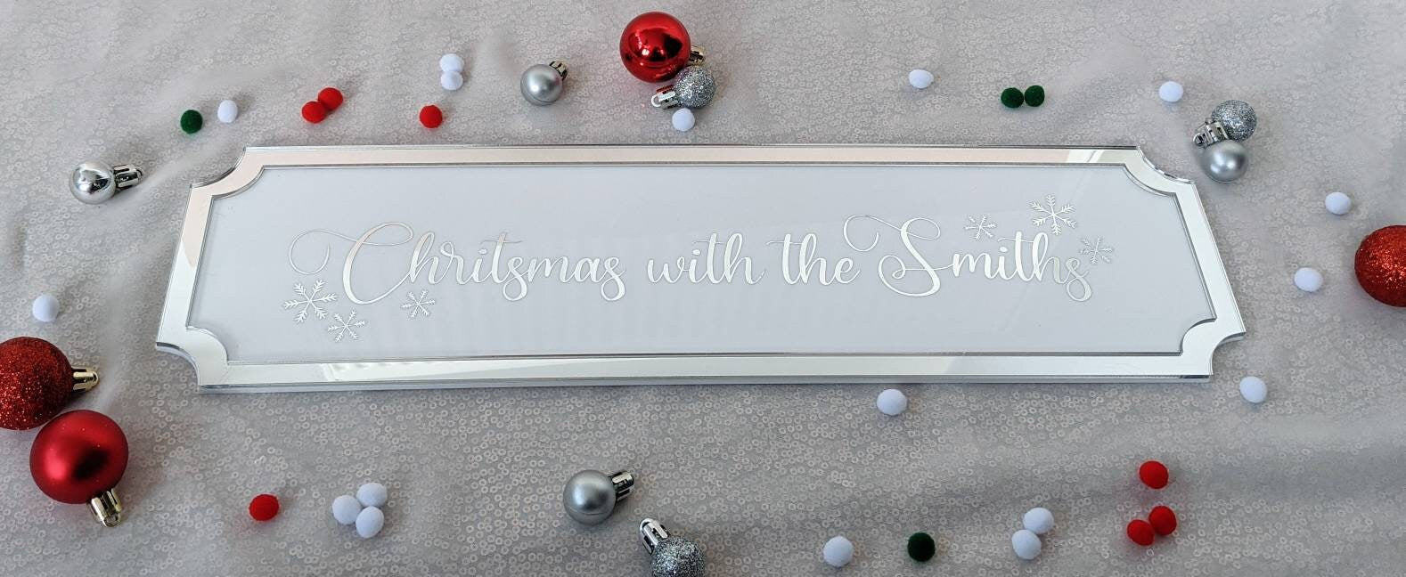 Personalised Christmas Railroad Sign | This House Believes | Christmas Wall Decoration | Custom Plaque | Chrome Decor | Xmas Decor | Gift