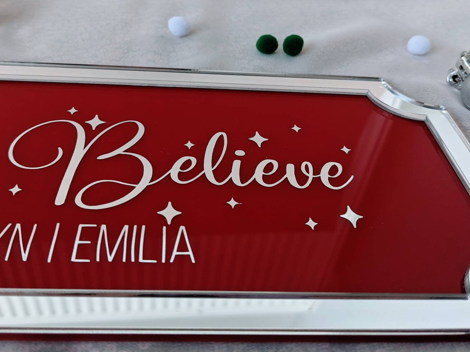 Personalised Christmas Railroad Sign | This House Believes | Christmas Wall Decoration | Custom Plaque | Chrome Decor | Xmas Decor | Gift