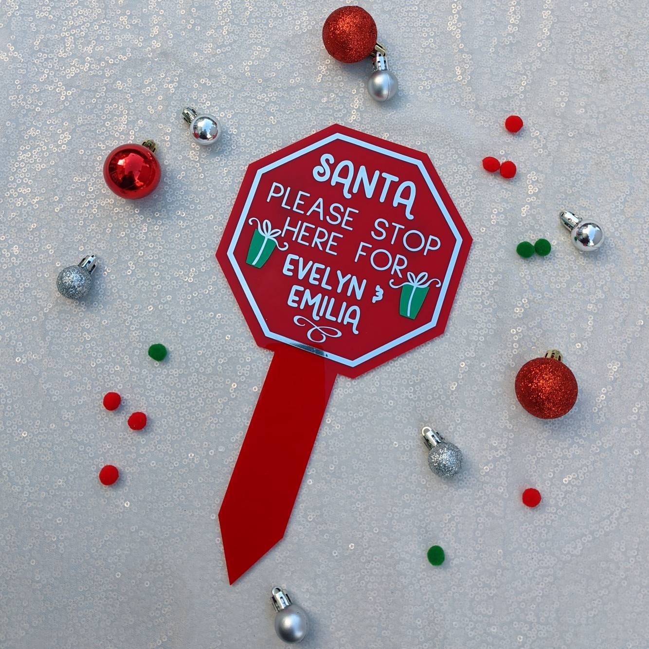 Personalised Santa Stop Here Sign | Christmas Garden Sign Decor | Kids Christmas Decoration | Xmas Sign | Lawn Decoration | Outside Decor