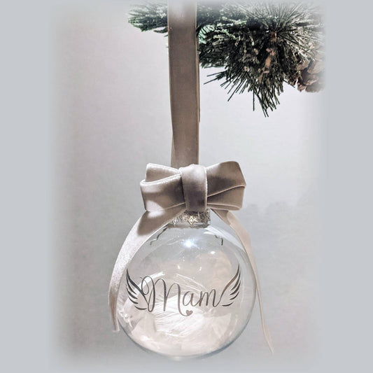 Personalised Christmas Memory Bauble | Feather Tree Ornament | In loving Memory | Personalised Gift | Rememberance Bauble | Mum Dad Memorial