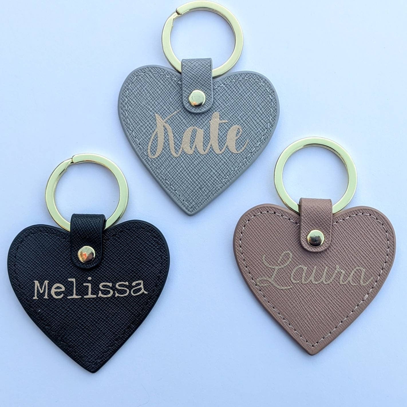 Personalised Faux Leather Sanitiser and Heart Keyring Set | Stocking Stuffer for Women | Bridal Gift | Personalised Keychain | Bag Charm |