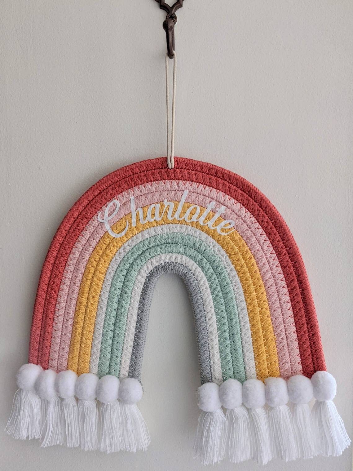 Personalised Macrame Rainbow | Pastel Nursery Decor | Newborn Nursery Decoration | Office Decor | Decor Inspo | Tassel Art | Kids Room