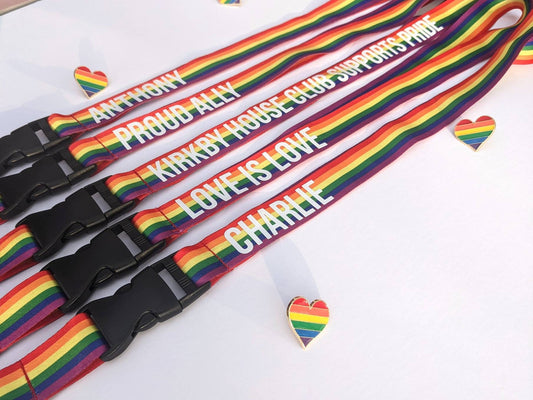 Personalised Rainbow Pride Lanyard | London Pride | Love is Love | LGBTQ+ and Proud | Pride Parade | Pride Party | Teacher / Work Lanyard