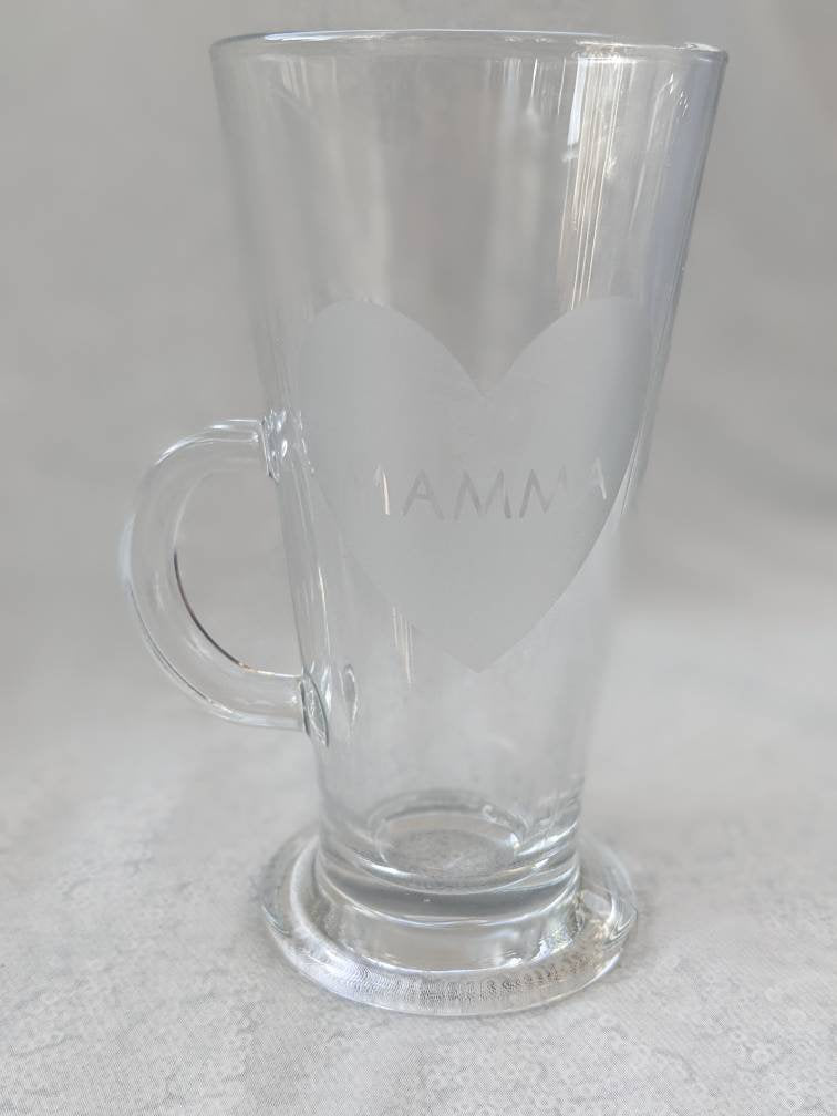 Personalised Latte Glass | Etched Coffee Glass | Coffee Lover Gift |  Glass Mug Cup | Expresso, Coffee Machine | Mum Dad Parent Gift