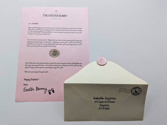 Personalised Letter from Easter Bunny | Easter Mail | Custom Letter and Envelope | Wax Seal | Scratch Card | Easter Egg Hunt | Kids Letter