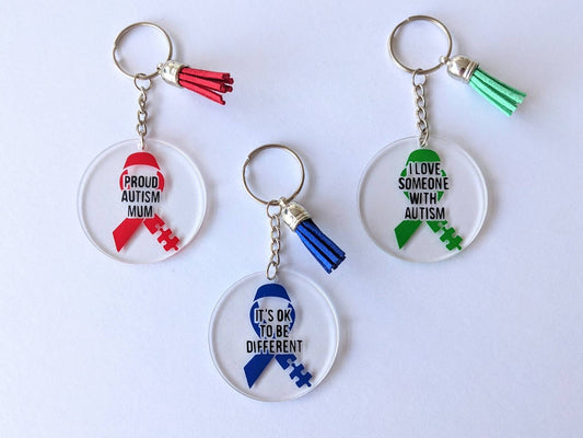 Personalised Autism Awareness Key Ring | Autism Mum Dad | Autism Supporter | Autism Jigsaw Piece Key Chain | Its OK to be Different