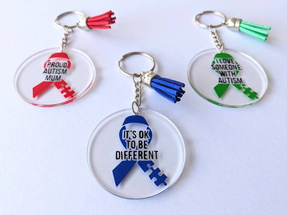 Personalised Autism Awareness Key Ring | Autism Mum Dad | Autism Supporter | Autism Jigsaw Piece Key Chain | Its OK to be Different