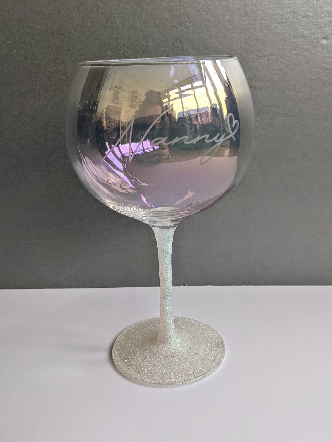 Personalised Etched Gin Glass | Iridescent and Glitter | Any Wording | Mum Gran Sister Friend Gift | Gin Lover | Wine Glass | Birthday Gift