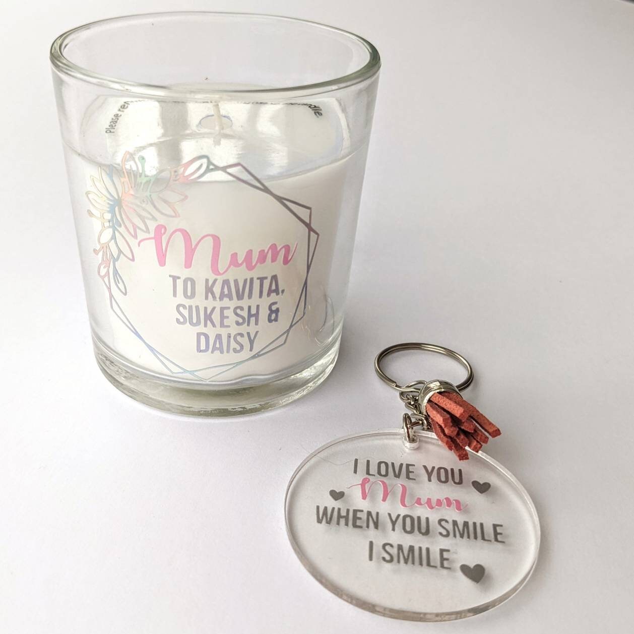 Personalised Keyring and Candle Set | Stocking Stuffer Ideas for Women | Personalised Keychain |  Mamma Gift | New Mother Gift