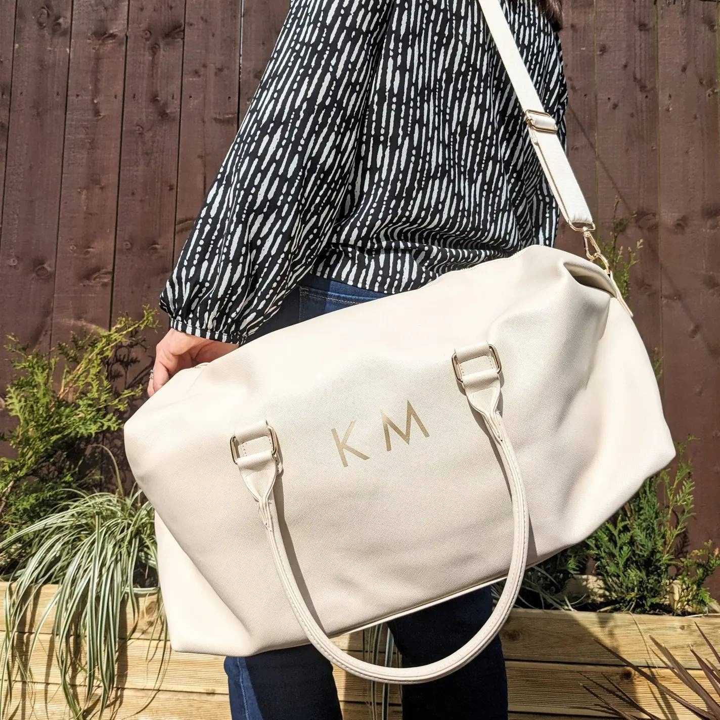 Personalised Weekender Bag | Luxe Line | PU Leather Monogrammed Duffel Bag | Luxury Travel Accessories | Luggage | Bridal Bag | Travel Gift